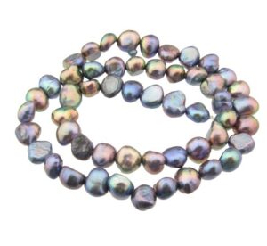 Peacock Freshwater Pearl Oval Dancing Top Drilled ap.5x7mm  #66236 