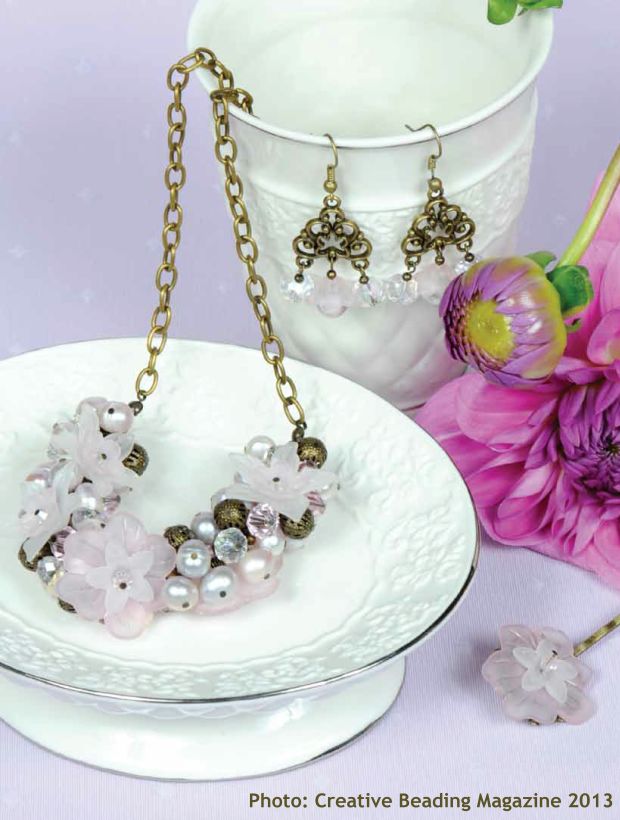 Pink & Pearly Cluster Necklace