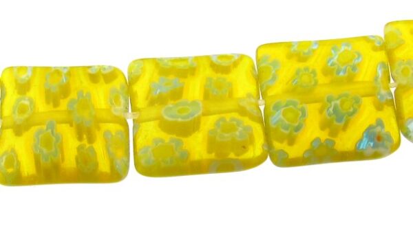yellow square millefiori glass beads