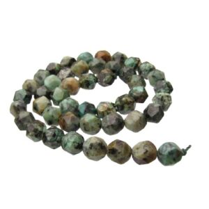 African Turquoise diamond faceted nugget gemstone beads