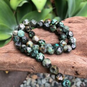 African Turquoise diamond faceted nugget gemstone beads