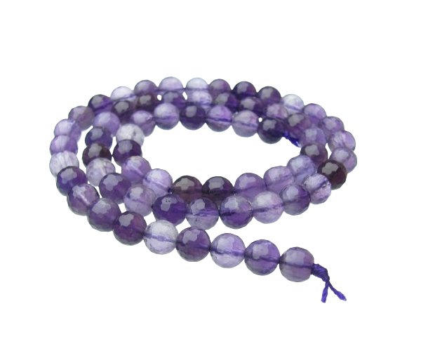 amethyst faceted 6mm round gemstone beads