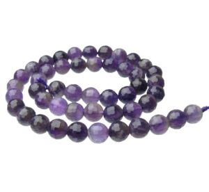 amethyst faceted 8mm round gemstone beads