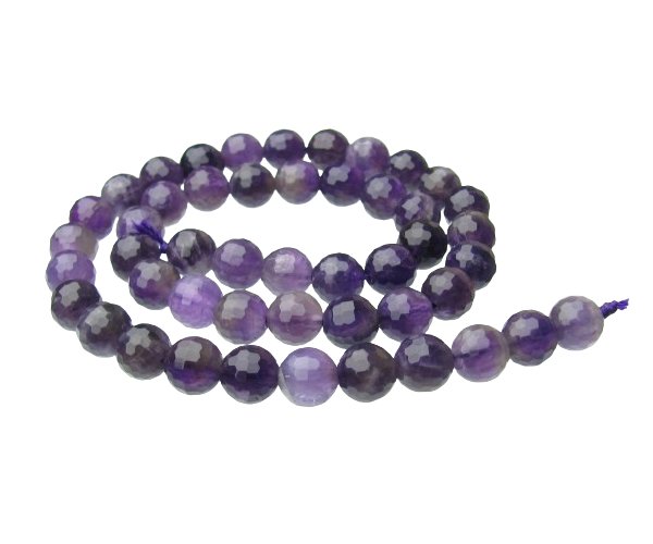 amethyst faceted 8mm round gemstone beads