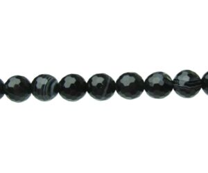 faceted black agate gemstone round beads 8mm