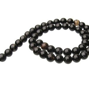 black agate 8mm round gemstone beads