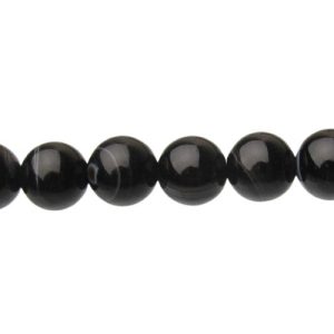 black agate 8mm round gemstone beads