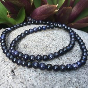 blue goldstone 4mm round gemstone beads