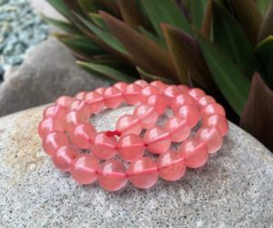 cherry quartz 10mm round gemstone beads