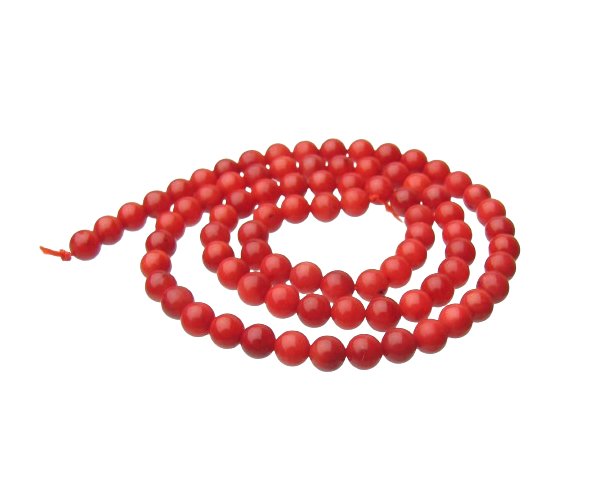 red coral 4mm round beads natural
