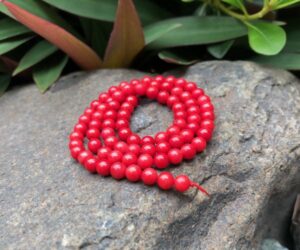 red coral 4mm round beads natural