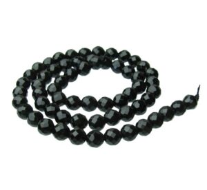 black onyx faceted round gemstone beads 6mm