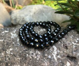 black onyx faceted round gemstone beads 6mm