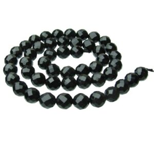 black onyx faceted round gemstone beads 8mm