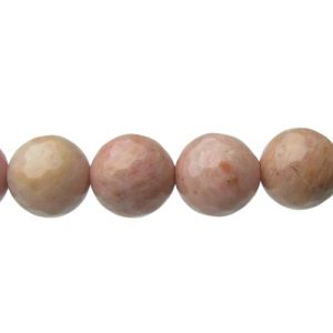 rhodonite faceted 8mm round beads natural crystals