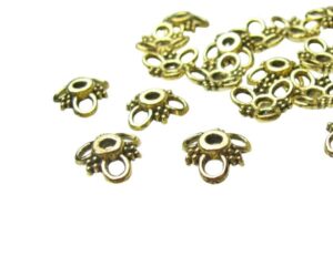 gold flower bead caps for jewellery making