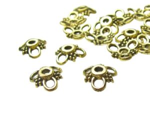 gold flower bead caps for jewellery making