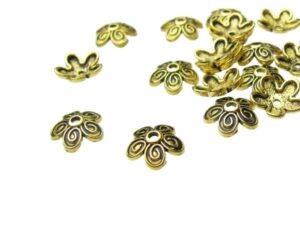 gold swirl flower bead caps