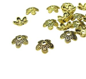 gold swirl flower bead caps