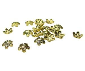 gold swirl flower bead caps