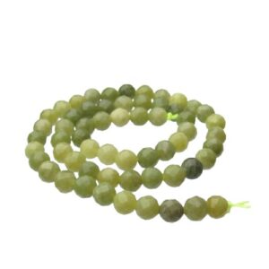 green jasper faceted round gemstone beads