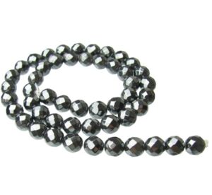 hematite faceted round gemstone beads 8mm