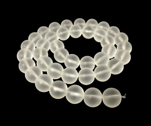 matte clear quartz 10mm round beads