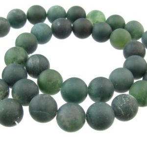 matte moss agate gemstone beads 10mm