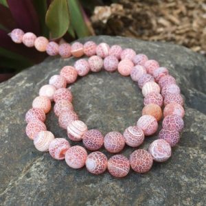 matte red agate 8mm round beads