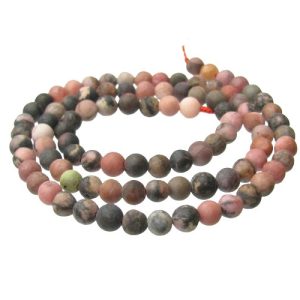 matte rhodonite 4mm round gemstone beads