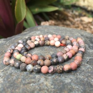 matte rhodonite 4mm round gemstone beads