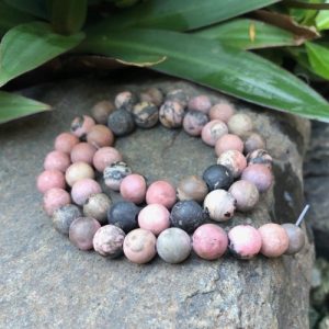 matte rhodonite gemstone round beads 8mm