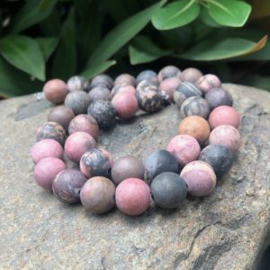 matte rhodonite round gemstone beads 10mm