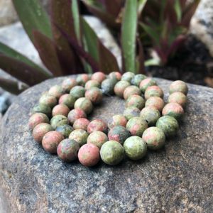 matte unakite 8mm round gemstone beads