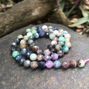 mixed faceted gemstone round beads 6mm