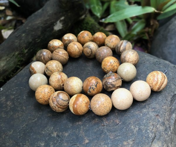 picture jasper 14mm round large gemstone beads