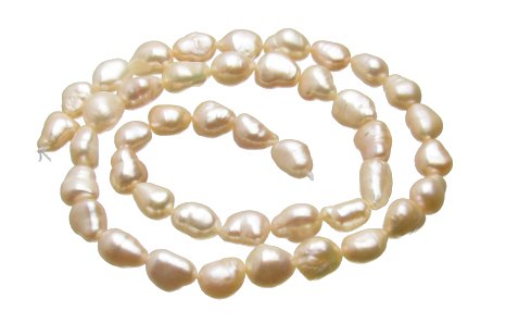Soft Peach Elongated Nugget Freshwater Pearls approx. 7x10mm [strand ...