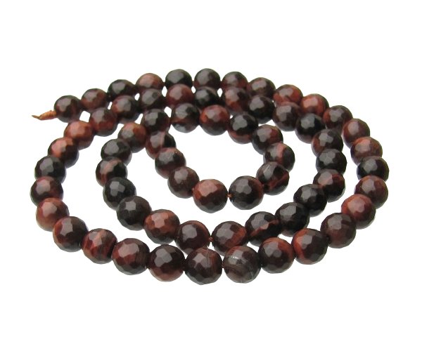red tiger eye faceted 6mm round gemstone beads