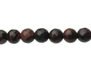 red tiger eye faceted 6mm round gemstone beads