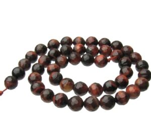 red tiger eye gemstone round beads 8mm faceted