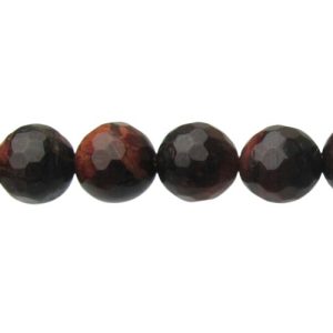 red tiger eye gemstone round beads 8mm faceted