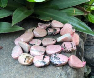 rhodonite oval gemstone beads natural crystals australia