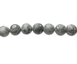 scenery jasper gemstone round beads 12mm grey