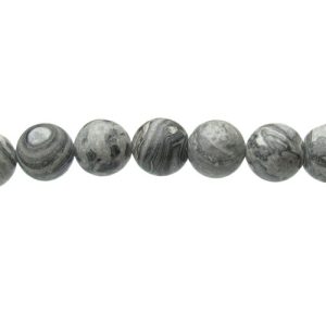 scenery jasper gemstone round beads 12mm grey