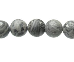 scenery jasper gemstone round beads 12mm grey