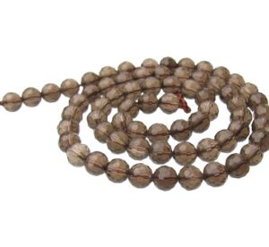 smoky quartz faceted round beads 6mm