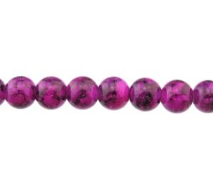 Purple marble glass round beads