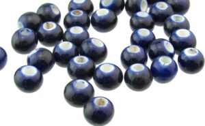 deep blue ceramic macrame beads