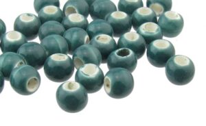 teal ceramic macrame beads