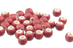 deep pink ceramic round beads 6mm